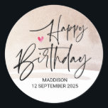 Happy Birthday Cute Party Gifts for Family Friends Classic Round Sticker<br><div class="desc">Your wedding will be a sparkling and sophisticated affair, so it is only fitting you express that sophistication in every detail of your special day right down to the smallest personalised touches. Stylish and beautiful these personalised wedding thank you tags are perfect for wedding favours or as envelope seals on...</div>