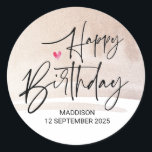 Happy Birthday Cute Party Gifts for Family Friends Classic Round Sticker<br><div class="desc">Your wedding will be a sparkling and sophisticated affair, so it is only fitting you express that sophistication in every detail of your special day right down to the smallest personalised touches. Stylish and beautiful these personalised wedding thank you tags are perfect for wedding favours or as envelope seals on...</div>