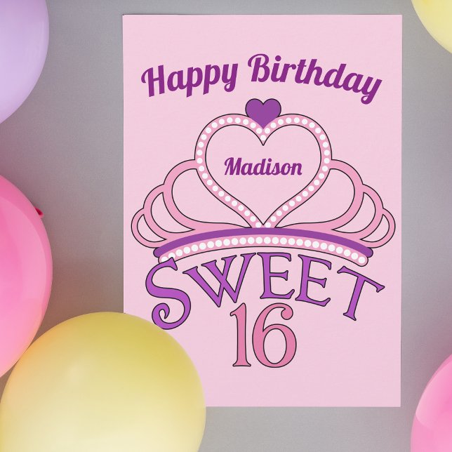 Happy Birthday Cute Personalised Sweet Sixteen Card (Creator Uploaded)