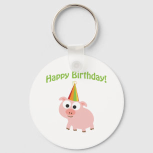Happy Birthday! Cute Pig Key Ring