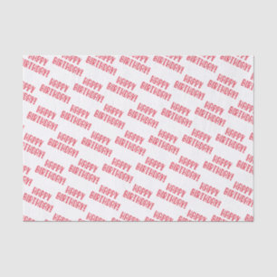 Happy Birthday! Cute Red Hearts Typography Tissue Paper