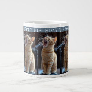Happy Birthday Cute Singing Cats Large Coffee Mug