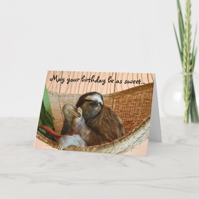 Happy Birthday Cute Sloth Card (Front)