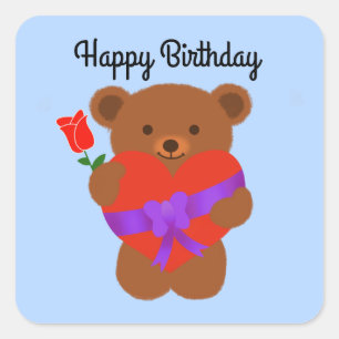 Happy Birthday Cute Teddy Bear #1 Stickers
