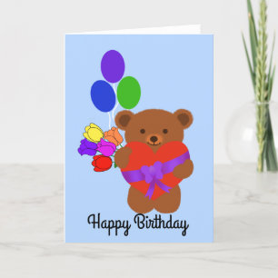 Happy Birthday Cute Teddy Bear #4 Card