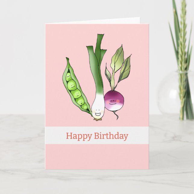 Happy Birthday (cute veggies) Card (Front)