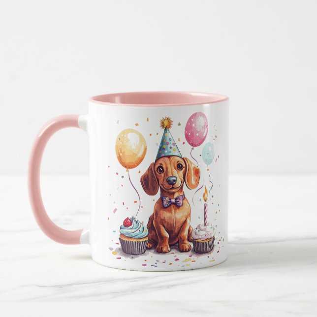 Happy Birthday Dachshund Dog  Mug (Left)