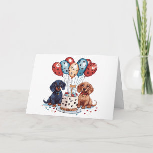 Happy Birthday Dachshund Dogs Card