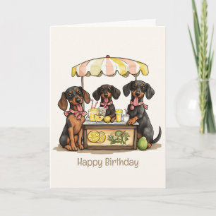 Happy Birthday Dachshund Dogs Lemonade Stand Card