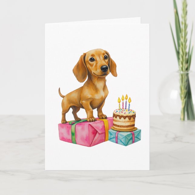 Happy birthday dachshund puppy dog dad mum bestie card (Front)