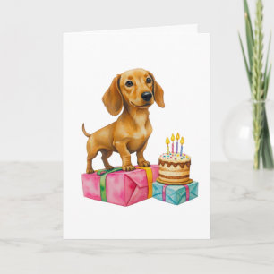 Happy birthday dachshund puppy dog dad mum bestie card