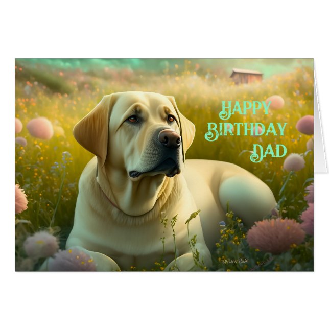 Happy Birthday Dad Animal Dog Cute Lab (Front Horizontal)