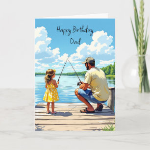 Happy Birthday Dad Daughter and Dad Fishing Card