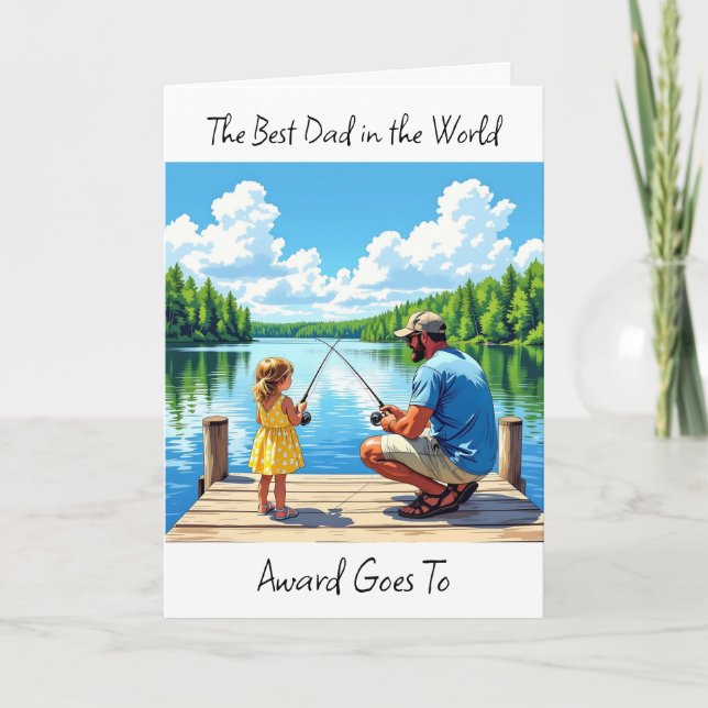 Happy Birthday Dad | Father Fishing with Daughter Card (Front)