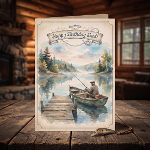 Happy Birthday Dad Fishing and Nature Themed Card