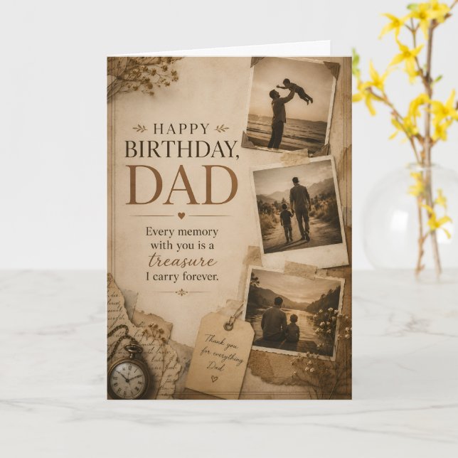 Happy Birthday Dad Memory Quote Card (Yellow Flower)