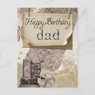 Happy Birthday Dad Retro Postcard