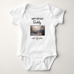 HAPPY BIRTHDAY DADDY CUSTOM PHOTO AND TEXT BABY BODYSUIT