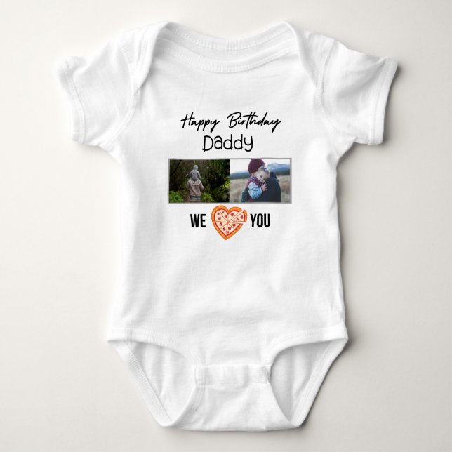 HAPPY BIRTHDAY DADDY CUSTOM PHOTO AND TEXT BABY BODYSUIT (Front)