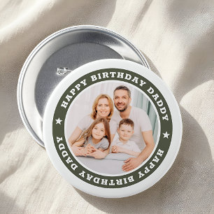 Happy Birthday Daddy Modern Simple Custom Photo 7.5 Cm Round Badge