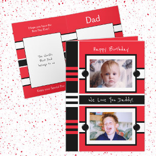 Happy Birthday Daddy red black photo love you Card
