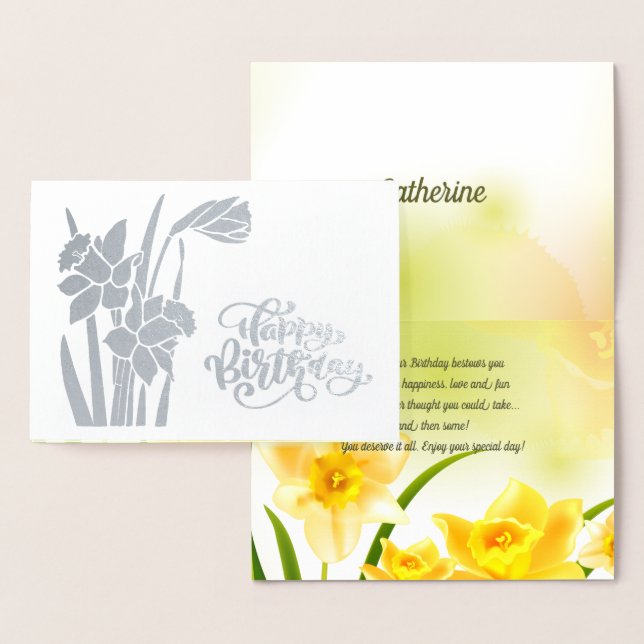 Happy Birthday. Daffodils Luxury Real Foil Cards (Display)
