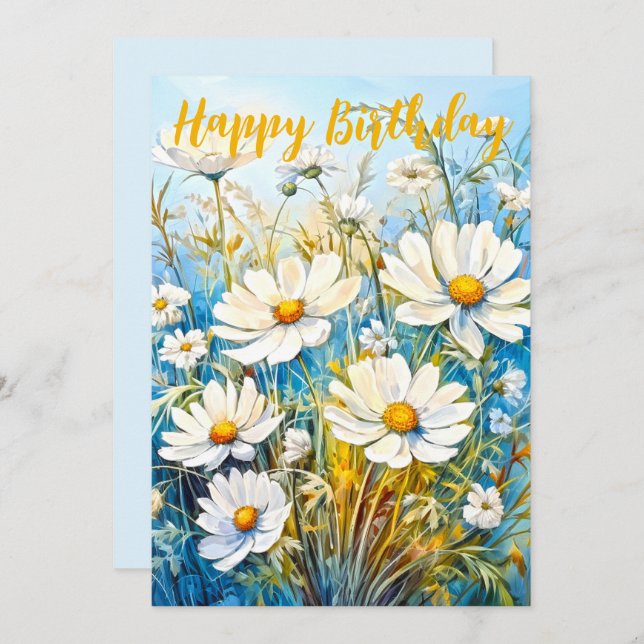 Happy Birthday Daisies  Holiday Card (Front/Back)