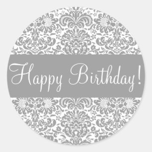 Happy Birthday Damask Envelope Sticker Seal