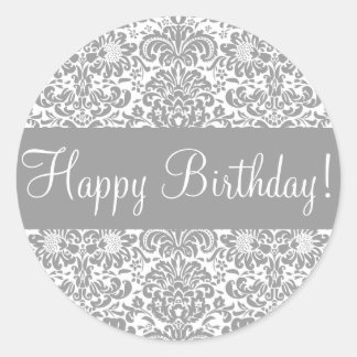 Happy Birthday Damask Envelope Sticker Seal