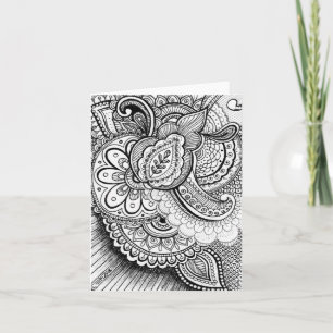 Happy Birthday Damask Indian Mandala Blank Inside Card