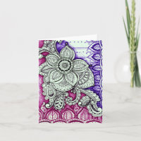 Happy Birthday Damask Indian Mandala Blank Inside