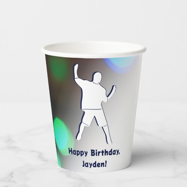 Happy Birthday Dance Party Lights Paper Cups (Back)