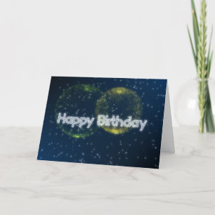 Happy Birthday dark blue birthday fireworks Card