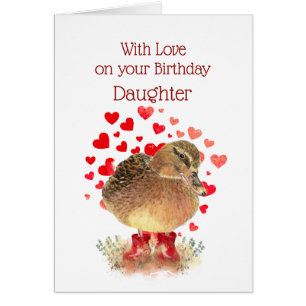 Happy Birthday Daughter Cute Duck Red Boots