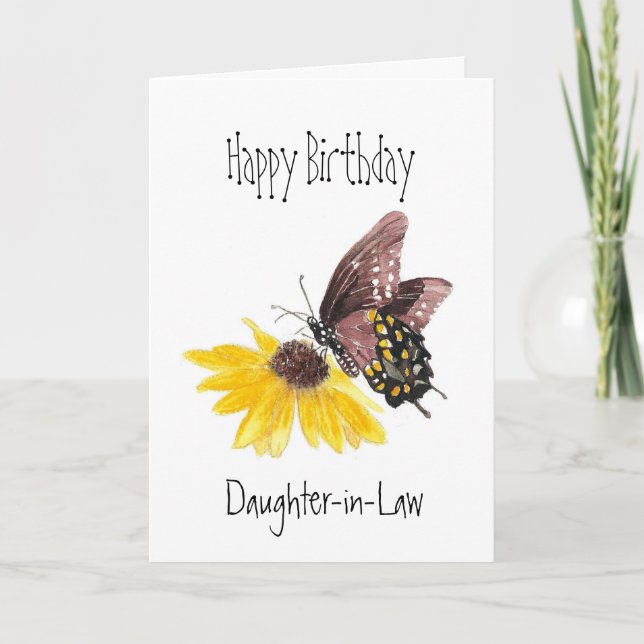 Happy Birthday Daughter-in-Law Butterfly Garden Card (Front)