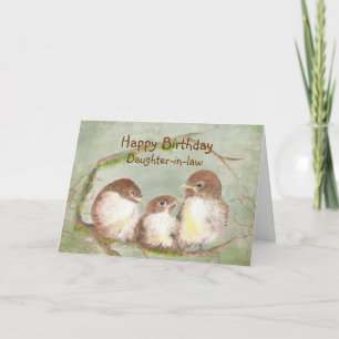 Happy Birthday Daughter-in-law Sparrow Bird Family Card