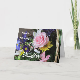 Happy Birthday Daughter-Pink Rose Bouquet Card