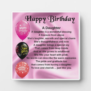 Happy  Birthday Daughter Poem Plaque