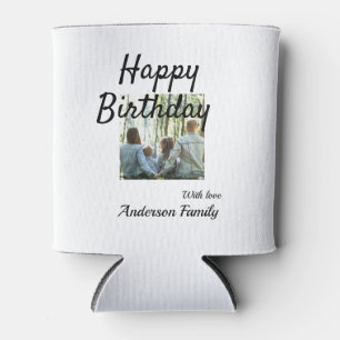 Happy birthday day photo family name elegant class can cooler