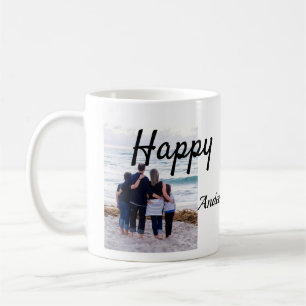 Happy birthday day photo family name elegant class coffee mug