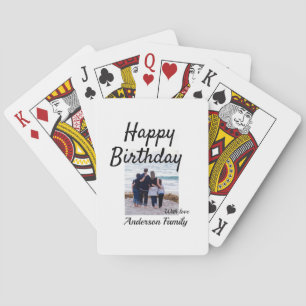 Happy birthday day photo family name elegant class playing cards