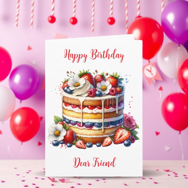 Happy Birthday Dear Friend Birthday Cake Colour Me Card (Creator Uploaded)