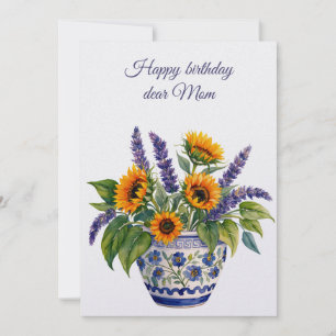 Happy birthday dear Mum & bouquet of flowers Holid Holiday Card