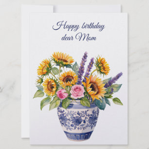 Happy birthday dear Mum & bouquet of flowers Holiday Card