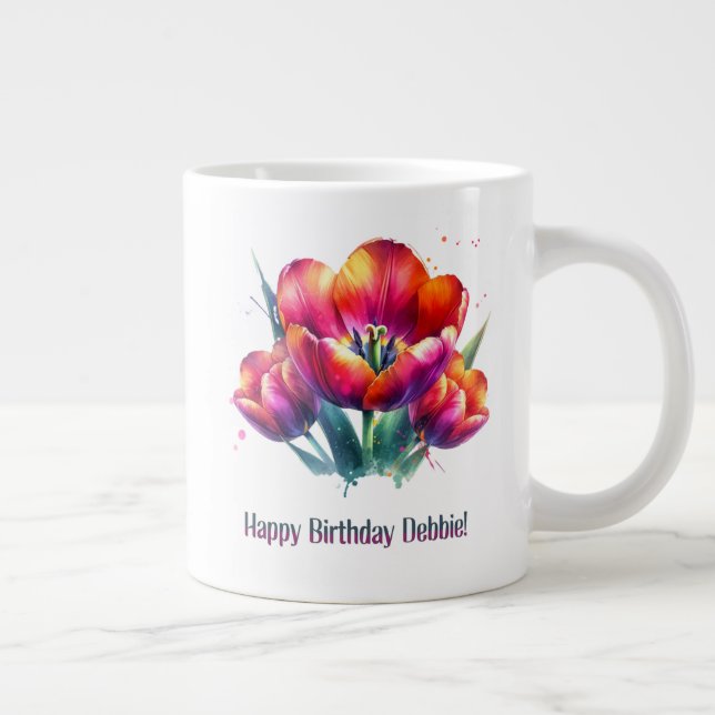 Happy Birthday Debbie Large Coffee Mug (Right)