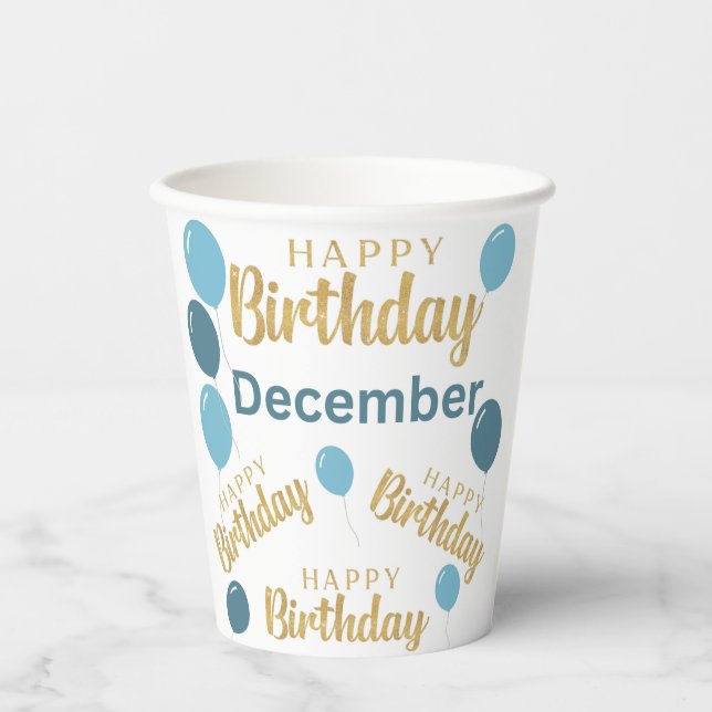 Happy birthday December birthdays Paper cup (Front)