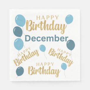 Happy birthday December birthdays Paper Napkin