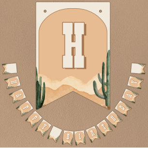 Happy Birthday Desert Cactus Southwestern Cowboy Bunting