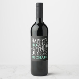 Happy Birthday design, decorative vintage style. Wine Label