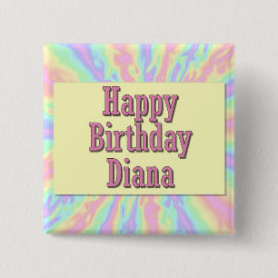 Happy Birthday Diana 15 Cm Square Badge